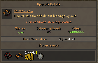 Volcanic Whip upgrade information