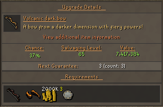 Volcanic Dark Bow upgrade details