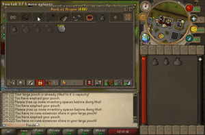 Here is a player runecrafting by using abyss and teleporting to a bank with donatorzone teleport in teleportation menu.